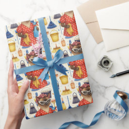 Papel De Regalo Ama de casa limpiadora El gato está limpiando la c