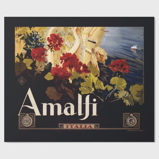 Papel De Regalo Amalfi Italia Viaje Afiche Arte Gráfico (Superficie plana)