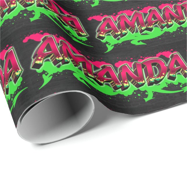 Papel De Regalo Amanda Vorname Name Graffiti red green (Esquina del rollo)