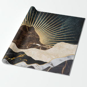 Papel De Regalo Amanecer Dorado sobre Montañas de Mármol y cielo e