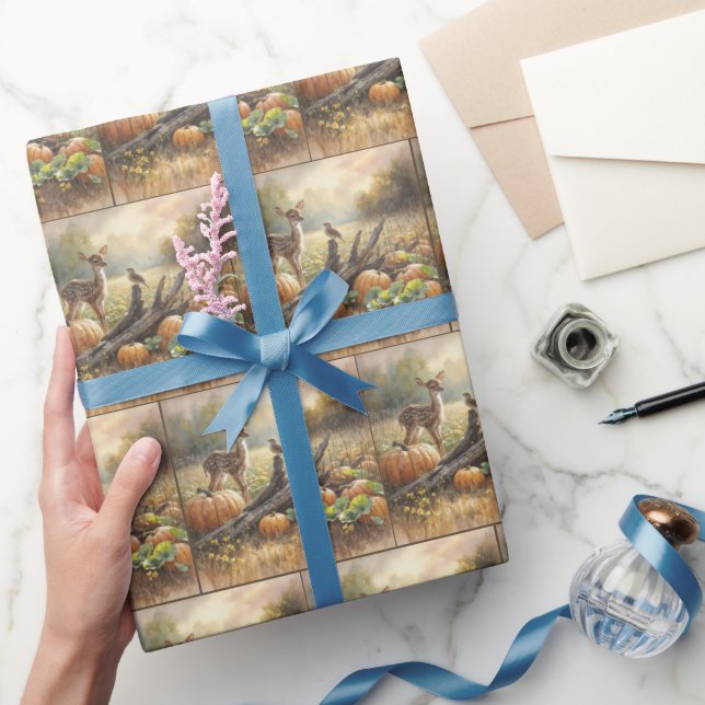 Papel De Regalo Amanecer otoñal en un parche de calabaza (Regalar)