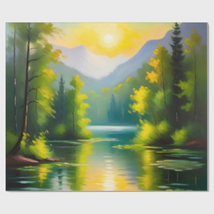 Papel De Regalo Amanecer sobre montañas y lago cubiertos de nieve