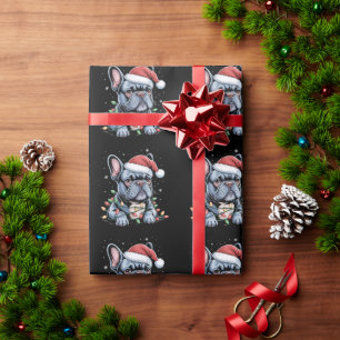 Papel De Regalo Amante de Bulldog Francés Frenchie Gorro de Navida