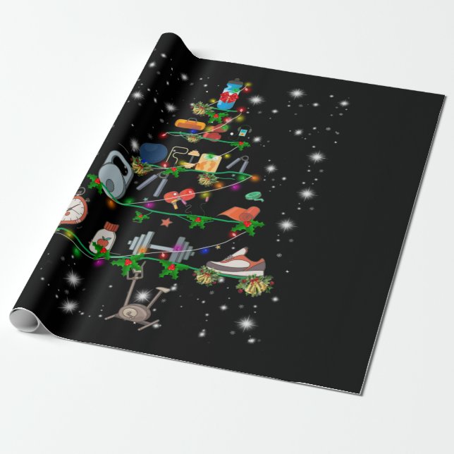 Papel De Regalo Amante de fitness| Árbol de Navidad de instrumento (Desenrollado)