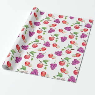 Papel De Regalo Amante de la fruta de uvas y manzanas
