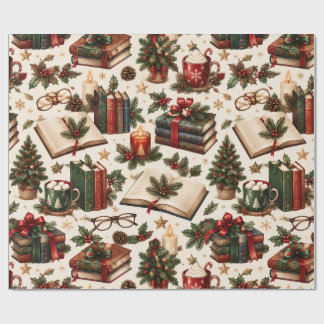Papel de Regalo Amante de Libros de Navidad