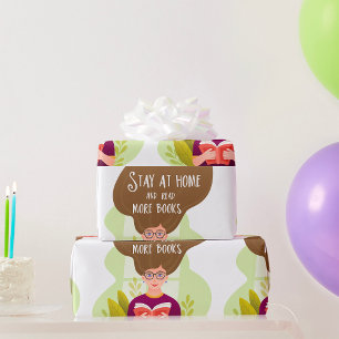 Papel De Regalo Amante de los libros Quédate en casa Lee más libro