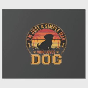 Papel De Regalo Amante de los Perros Hombre Simple Retro Atardecer