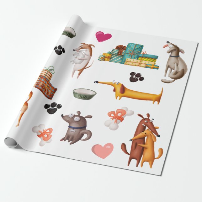 Papel De Regalo Amante de los perros Lindo (Desenrollado)