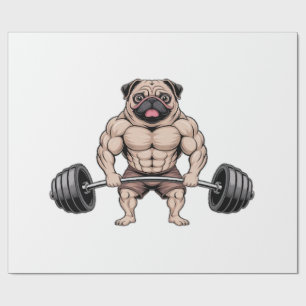 Papel De Regalo Amante de Perro Pug Musculoso Levantamiento de Pes