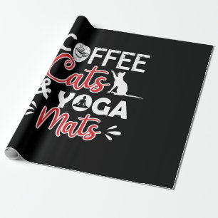 Papel De Regalo Amante del yoga Gato de café y esterillas de yog