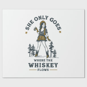 Papel De Regalo Amante divertida de whisky vaquera occidental vint