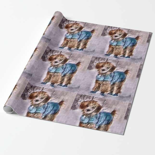 Papel De Regalo Amantes de Caniches Navidad (Desenrollado)