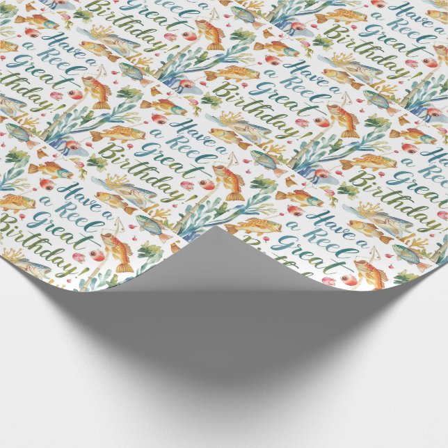 Papel De Regalo Amantes de la pesca Tema del cumpleaños (Esquina)