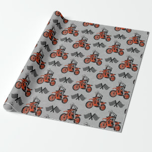 Papel De Regalo Amantes de Motociclista de Motocross Banderas de C
