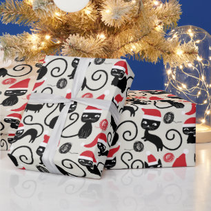 Papel De Regalo Amantes del gato festivo Navidades
