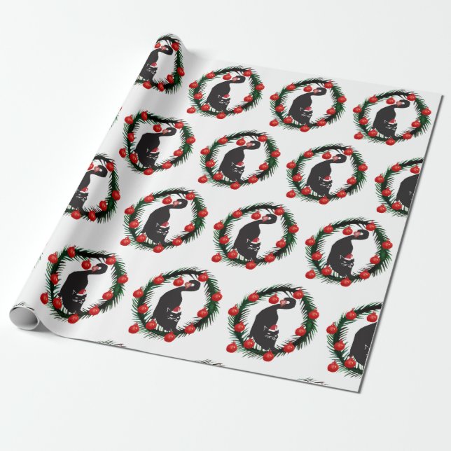 Papel De Regalo Amantes del gato navideño (Desenrollado)