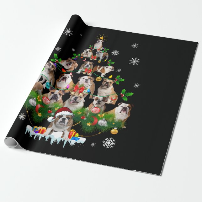 Papel De Regalo Amantes del perro| Ornamentos de árbol de Navidad  (Desenrollado)