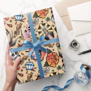 Papel De Regalo Amantes del tatuaje lindo fiesta
