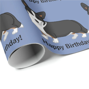 Papel De Regalo Amantes negros lindos del perro del Corgi Galés de