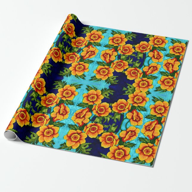 Papel De Regalo Amapolas de fantasía (Desenrollado)