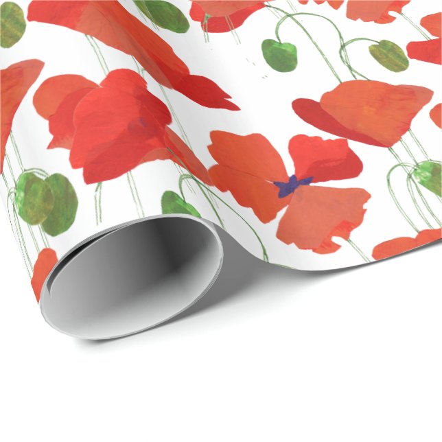 Papel De Regalo Amapolas rojas en el fondo blanco a modificar para (Esquina del rollo)