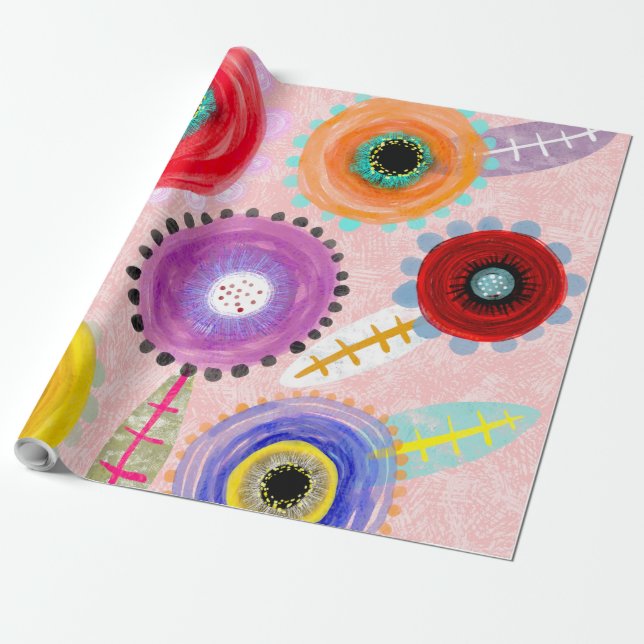 Papel De Regalo Amapolas rosas (Desenrollado)