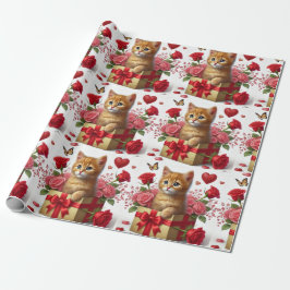 Papel De Regalo Amar a Ginger Kitten en caja Día de San Valentín