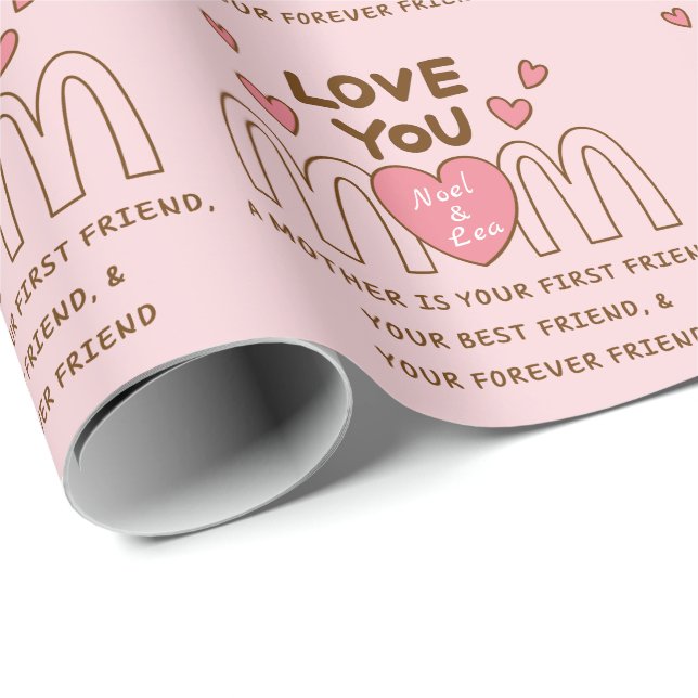 Papel De Regalo Amar a mamá Nombre personalizado (Esquina del rollo)