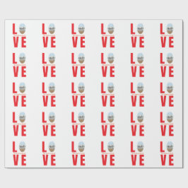 Papel De Regalo Amar la forma ovalada de la foto de la familia roj