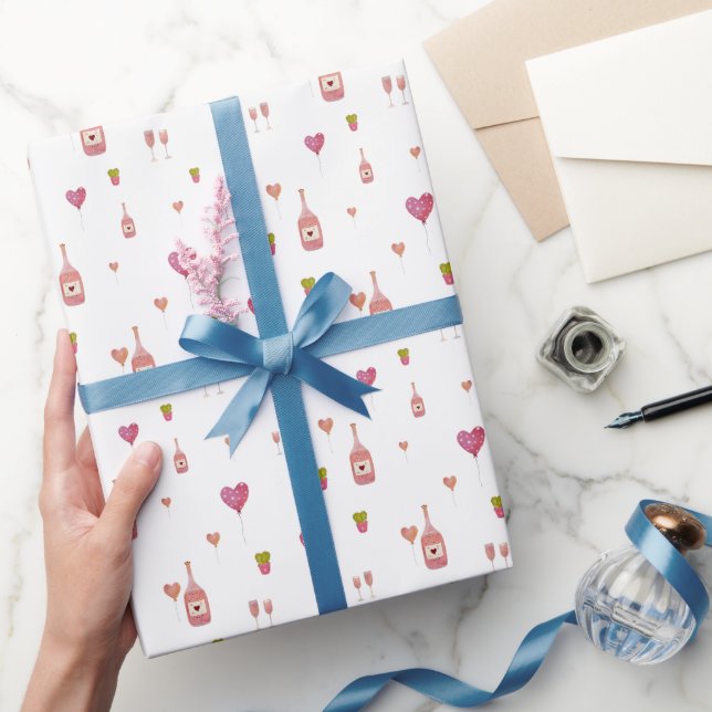 Papel De Regalo Amar los globos de vidrio de botella de vino cactu (Regalar)