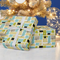 Amarillo Aqua Blue Squares Starburst Mid Century