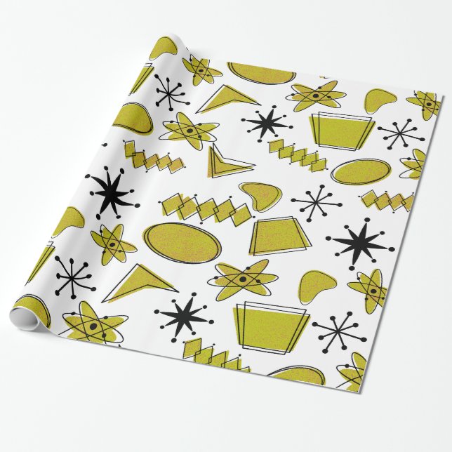 Papel De Regalo Amarillo atómico y negro de gran escala (Desenrollado)