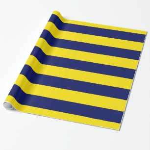 Papel De Regalo Amarillo, Azul Marino XL Patrón de Rayas V