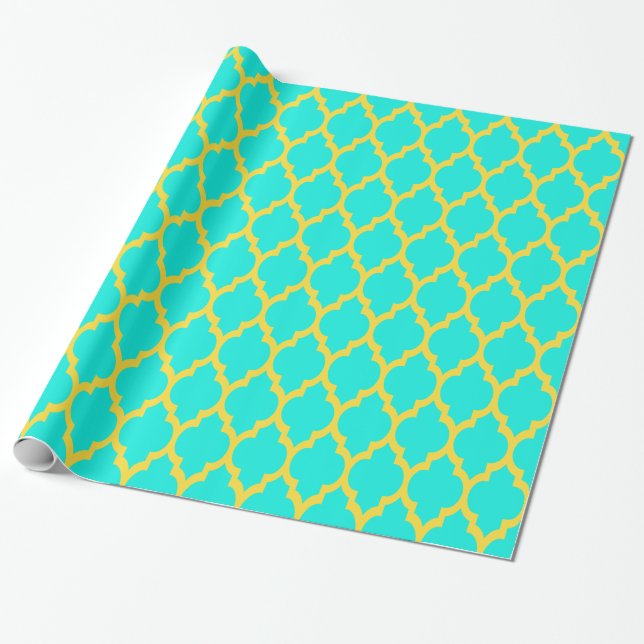Papel De Regalo Amarillo brillante Aqua Piña Amarillo Marroquí #4 (Desenrollado)