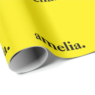 Papel De Regalo Amarillo Canario Color Sólido Nombre Elegante