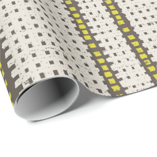 Papel De Regalo Amarillo Carbón Geométrico Grid Moderno punto cruz