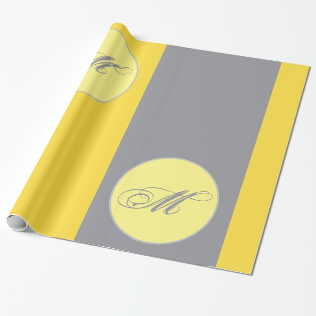 Papel De Regalo Amarillo Claro Y Gris Suave Personaliza Taza Envol (Desenrollado)