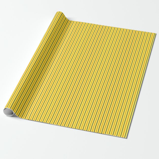 Papel De Regalo Amarillo con rayas Naranja y púrpura (Desenrollado)