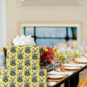 Papel De Regalo Amarillo de color de agua dulce Bunny Floral Easte