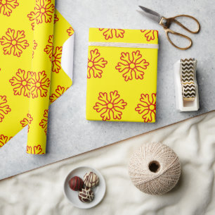 Papel De Regalo Amarillo de las copas de nieve