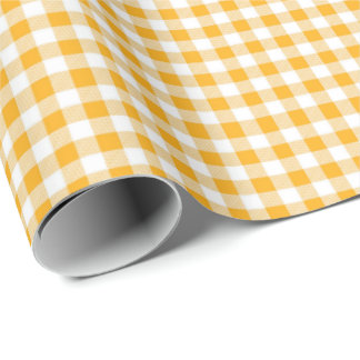 Papel De Regalo Amarillo dorado | Libro de ajuste de Gingham blanc