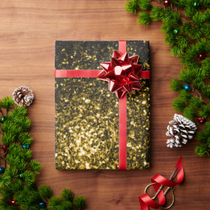 Papel De Regalo Amarillo dorado oscuro brillo falso destellos