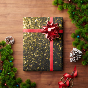 Papel De Regalo Amarillo dorado oscuro brillo falso destellos
