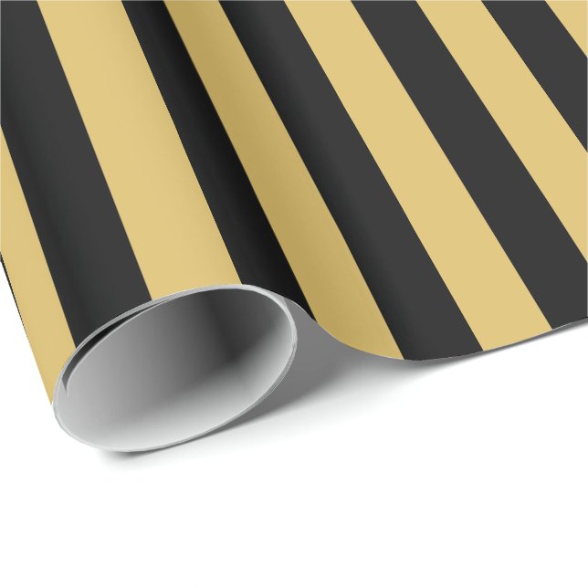 Papel De Regalo Amarillo Empañado con Franja Negra (Esquina del rollo)