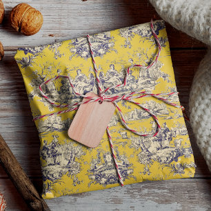 Papel De Regalo Amarillo Floral Vintage Lago Toile de Jouy