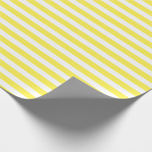 Papel De Regalo Amarillo Limón Blanco Simple Rayado Horizontal