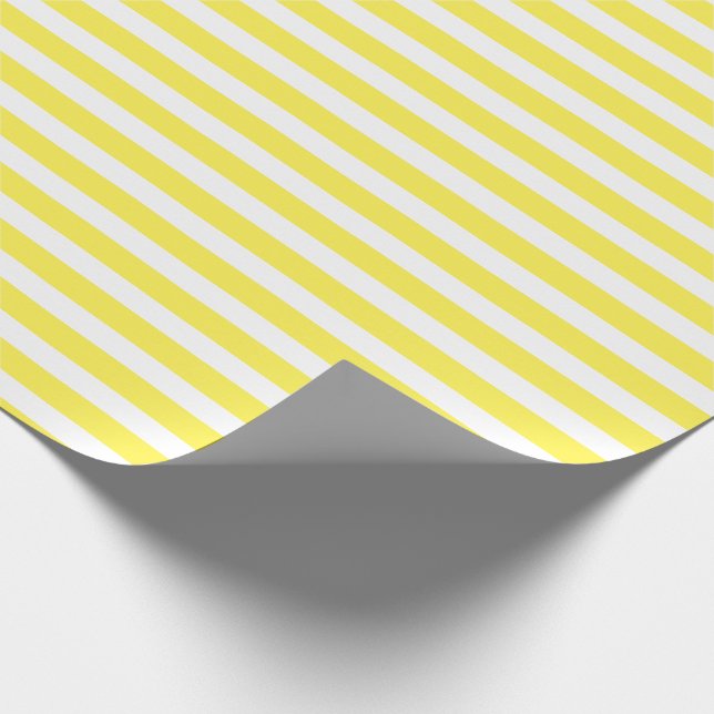 Papel De Regalo Amarillo Limón Blanco Simple Rayado Horizontal (Esquina)