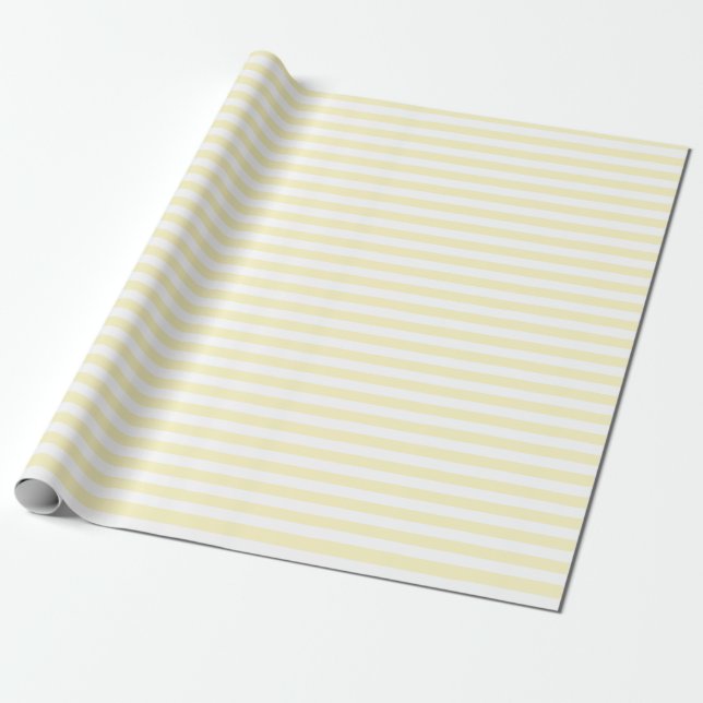 Papel De Regalo Amarillo Mantequilla y Rayas Blancas (Desenrollado)