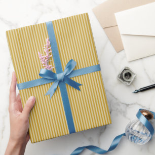 Papel De Regalo Amarillo Mostaza Patrón de Raya Retro Vintage